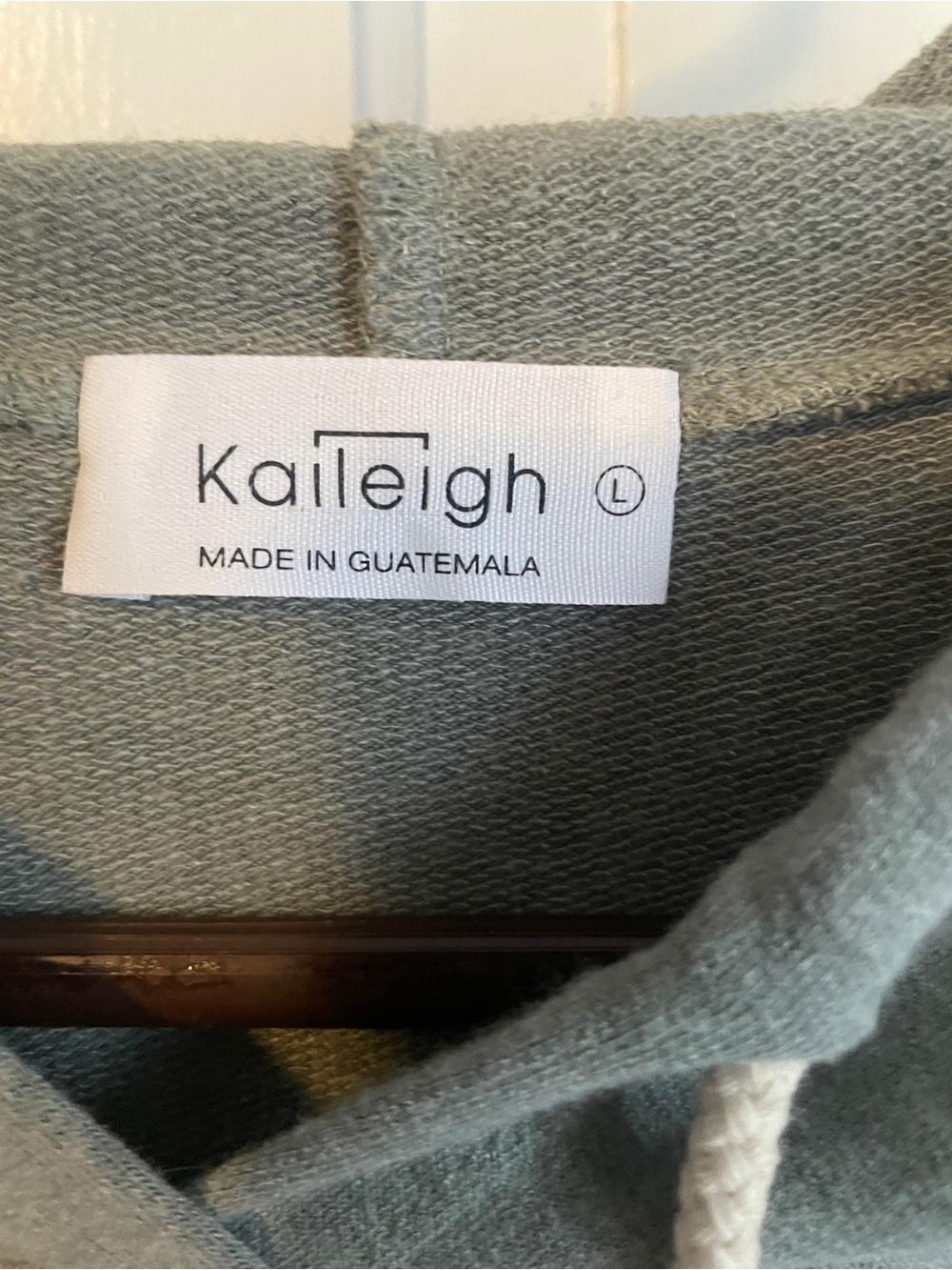 Kaileigh Olive Green Pullover Hoodie with Cream Drawstrings - Picture 2 of 5